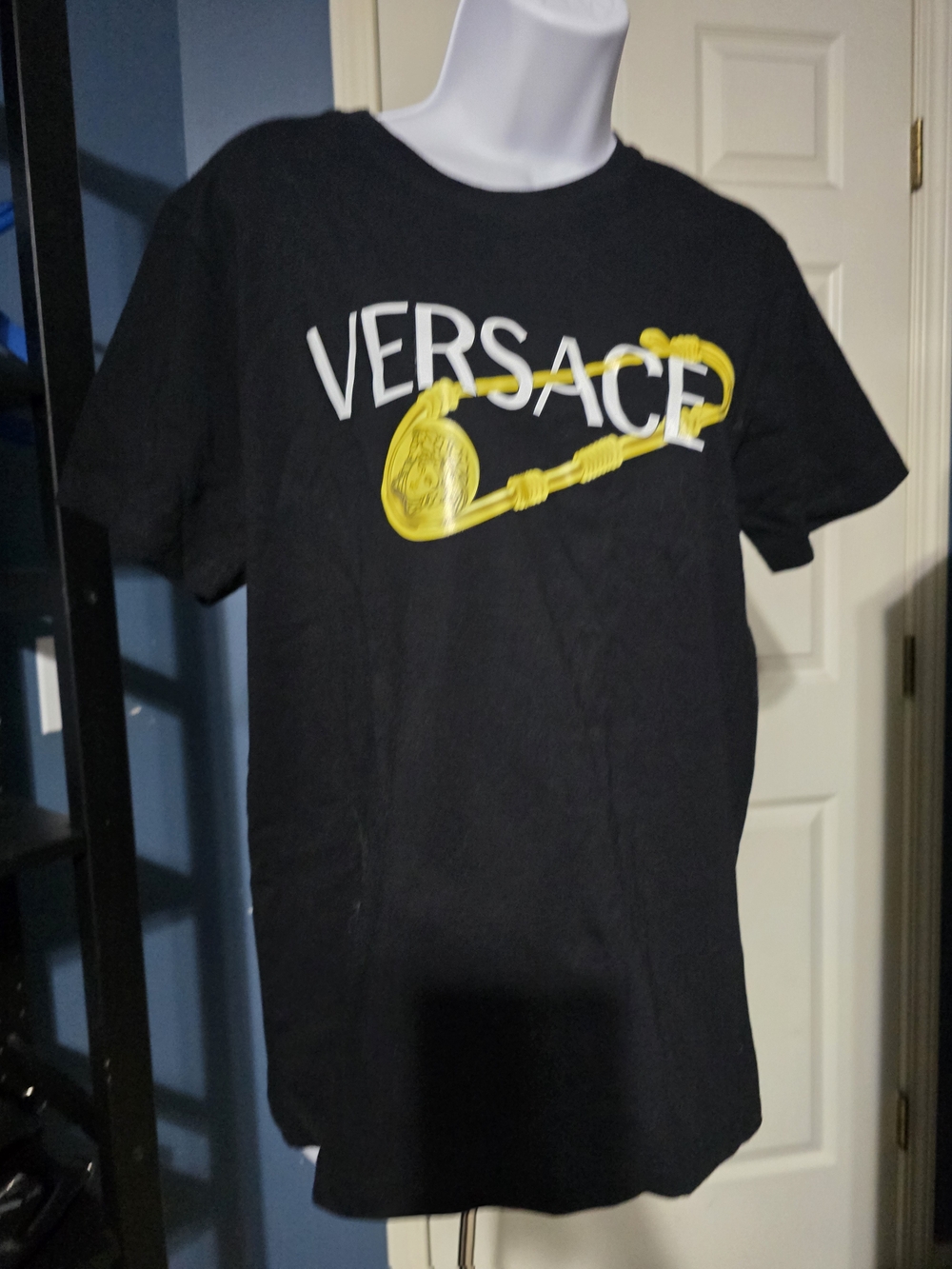 Versace Black T-Shirt with Yellow Graphic